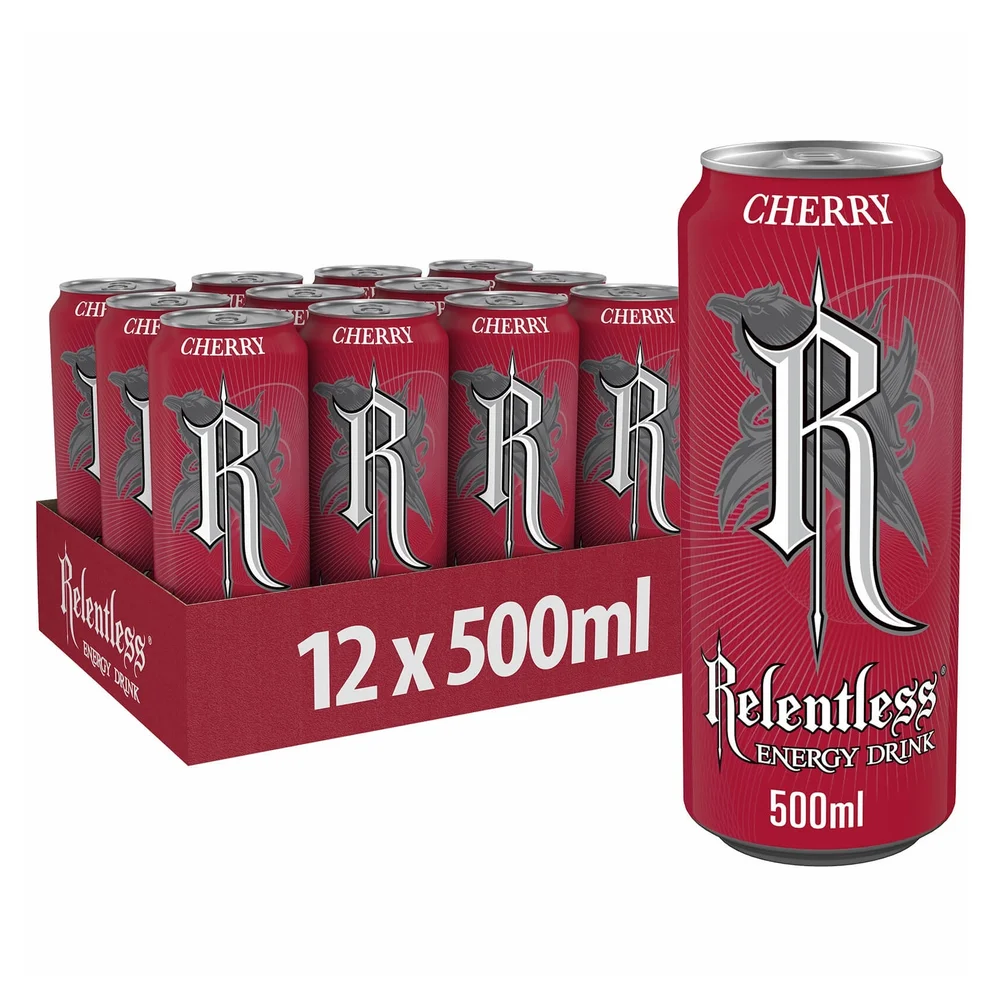 Relentless Cherry Energy Drink 12 x 500ml Image 1