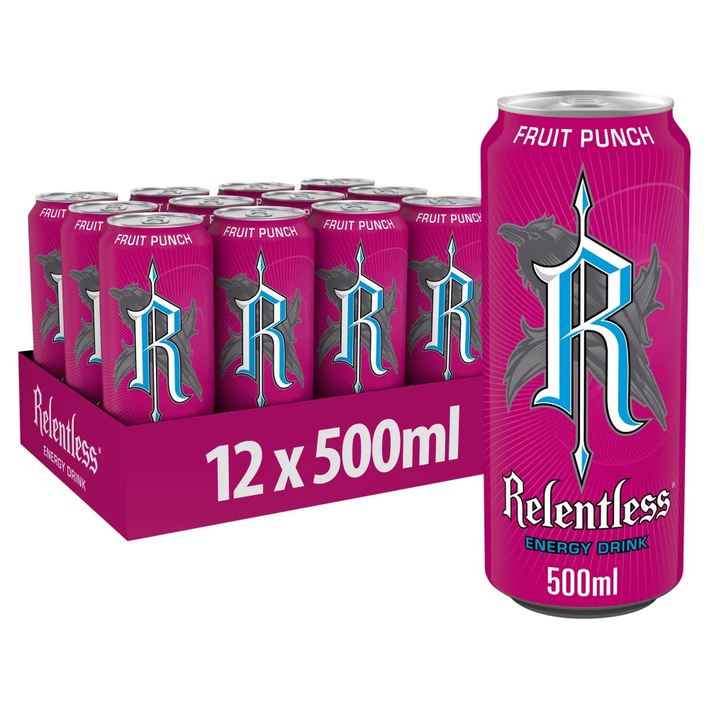 Relentless Fruit Punch Energy Drink 12 x 500ml Image 1