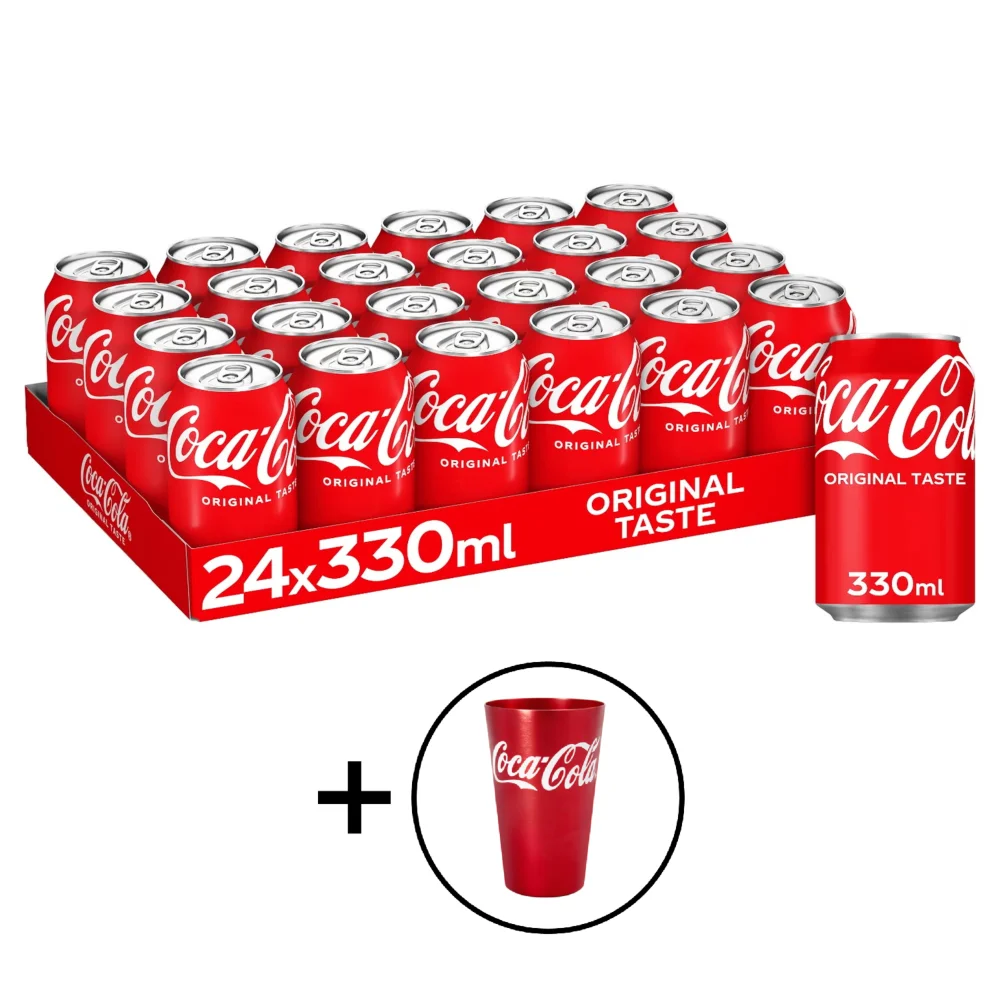 Coca-Cola Original Taste 24 x 330ml + Aluminium Cup Image 1