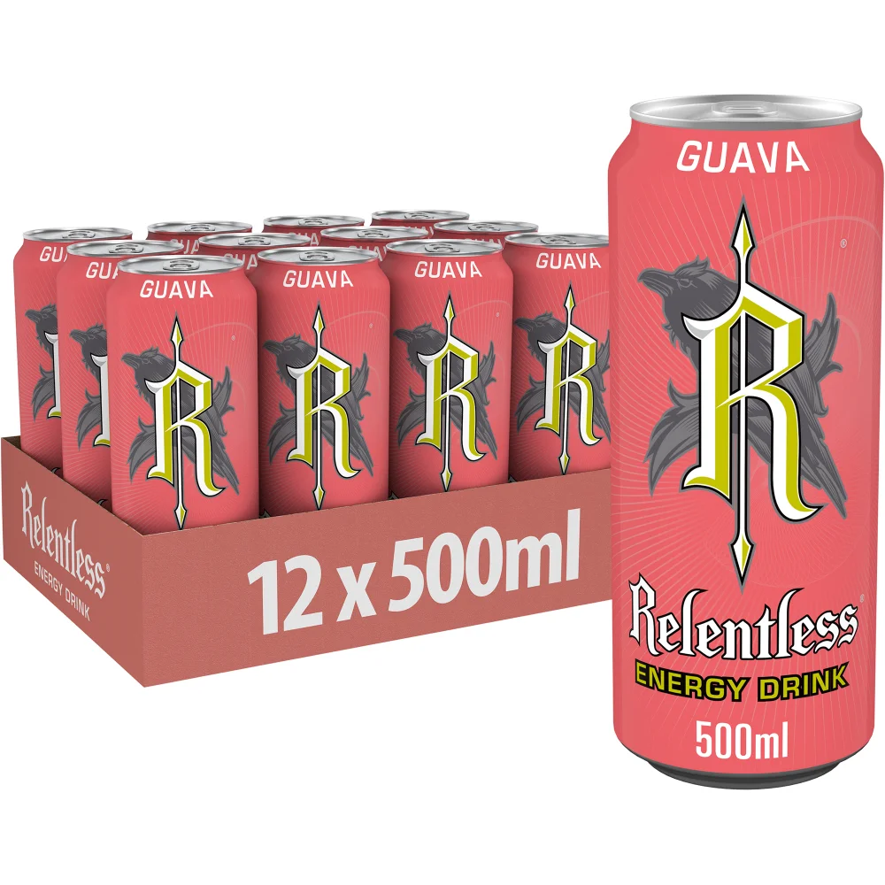 Relentless Guava Energy Drink 12 x 500ml Image 1