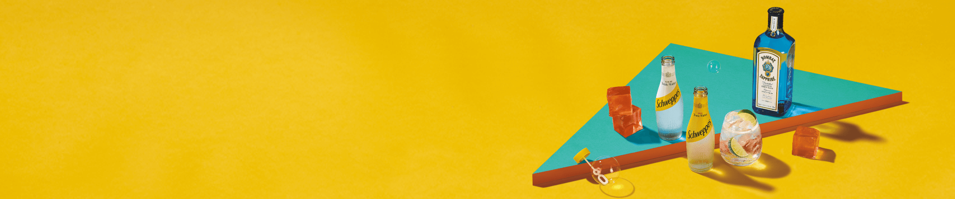 Adult Soft Drinks & Mixers on a yellow background