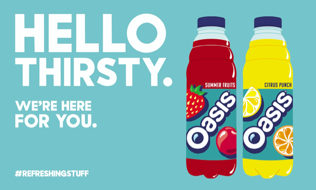 Hello thirsty. We're here for you. #refreshingstuff" Shop Oasis